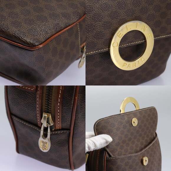 CELINE Macadam Canvas Shoulder Bag Pvc Leather Brown - Picture 11 of 13